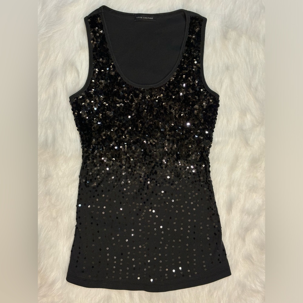 Black Sequin Tank - pre-owned